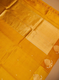 Handwoven Yellow Banarasi Katan Soft Silk Saree