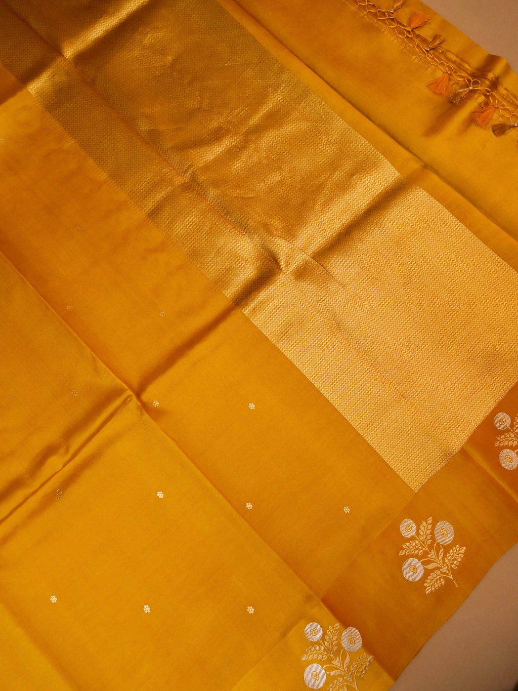 Handwoven Yellow Banarasi Katan Soft Silk Saree