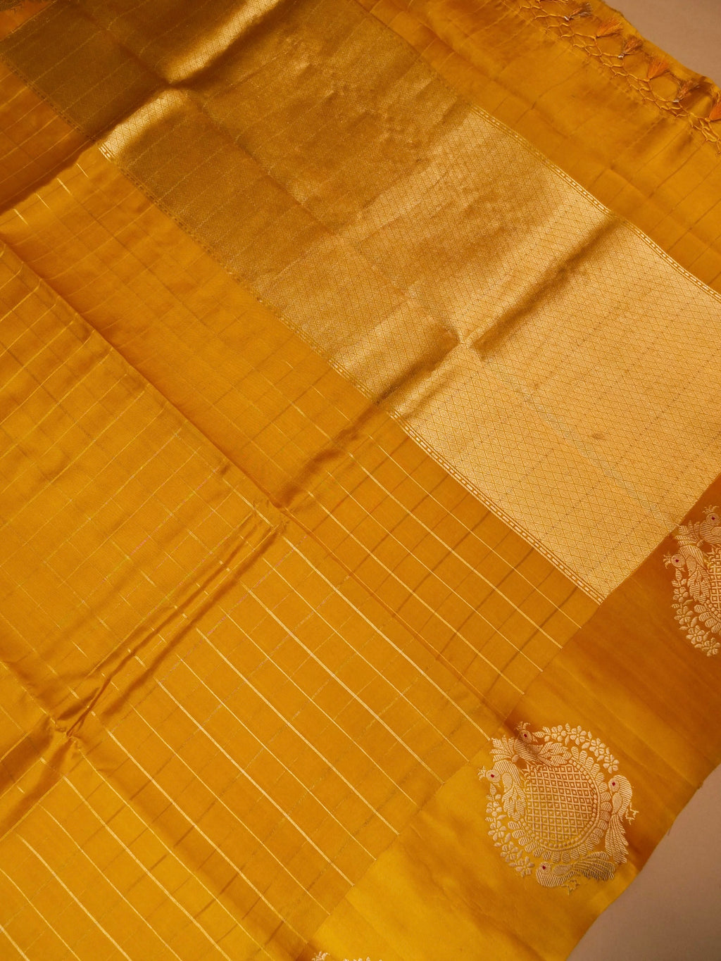 Handwoven Yellow Banarasi Katan Soft Silk Saree