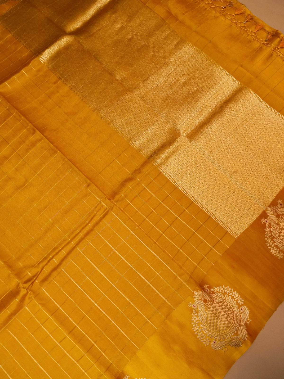 Handwoven Yellow Banarasi Katan Soft Silk Saree