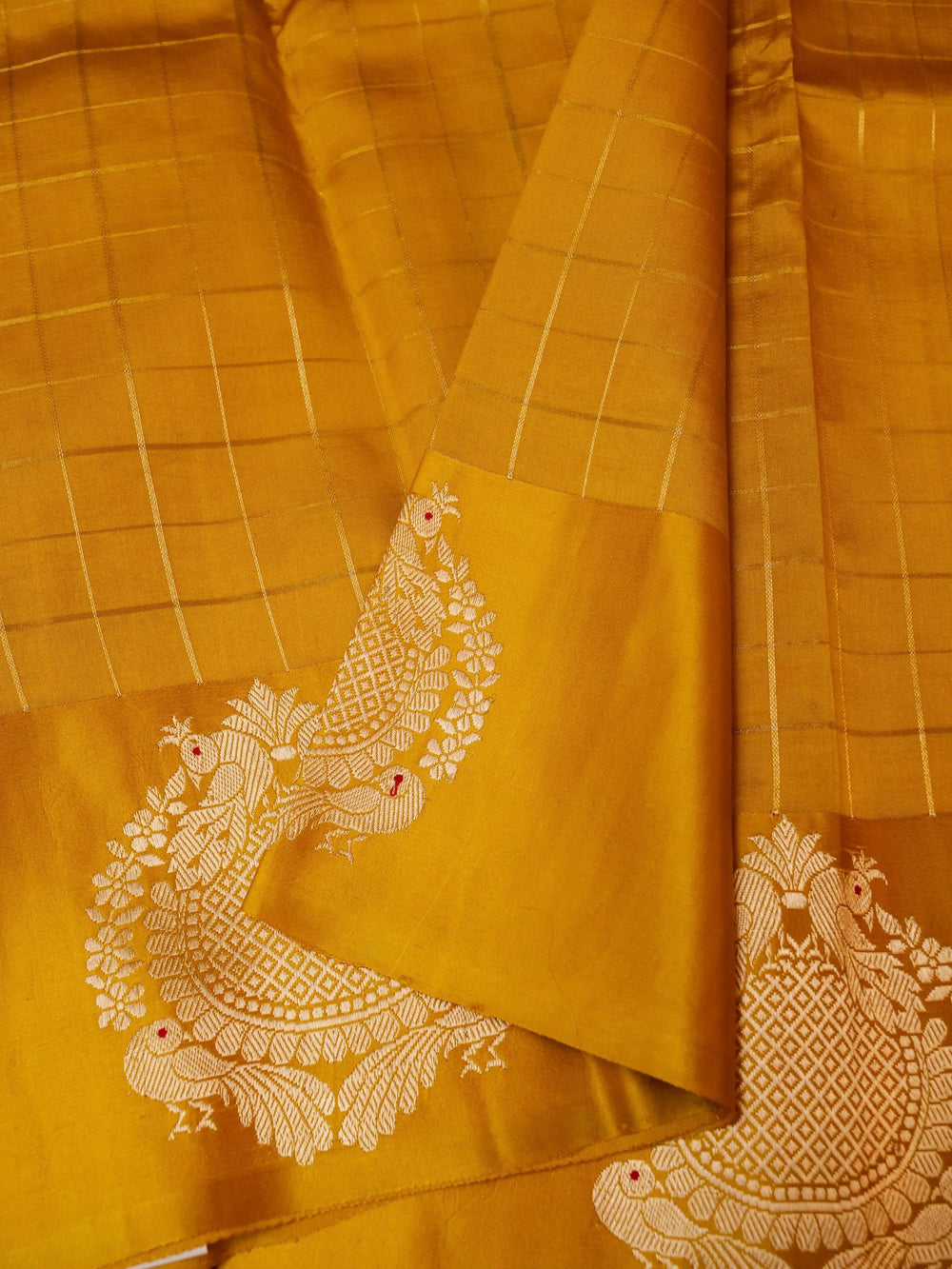 Handwoven Yellow Banarasi Katan Soft Silk Saree