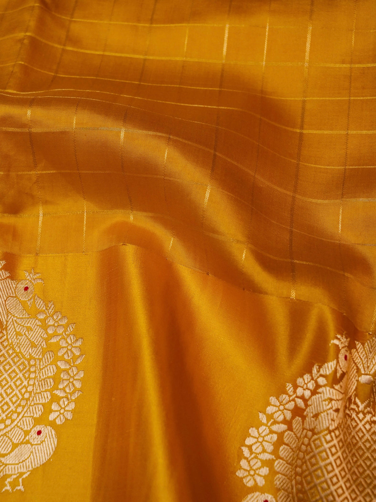 Handwoven Yellow Banarasi Katan Soft Silk Saree