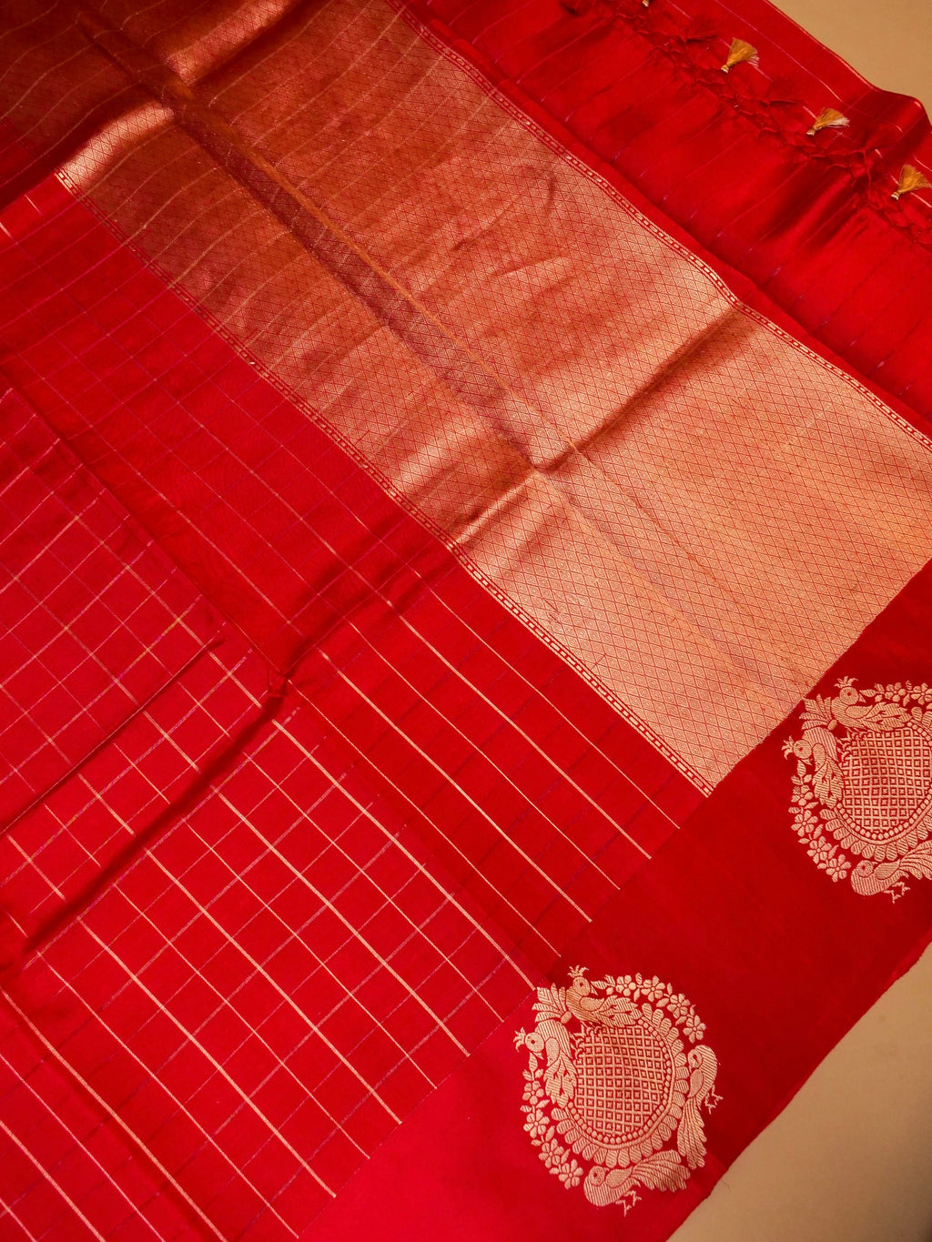 Handwoven Red Banarasi Katan Soft Silk Saree