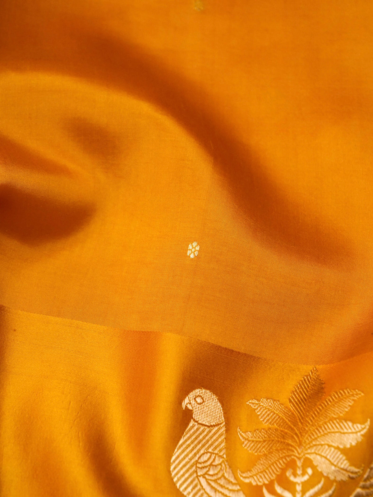 Handwoven Yellow Banarasi Motif Katan Soft Silk Saree