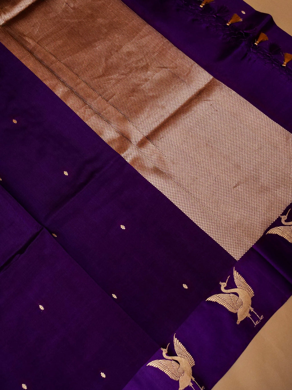 Handwoven Purple Banarasi Motif Katan Soft Silk Saree