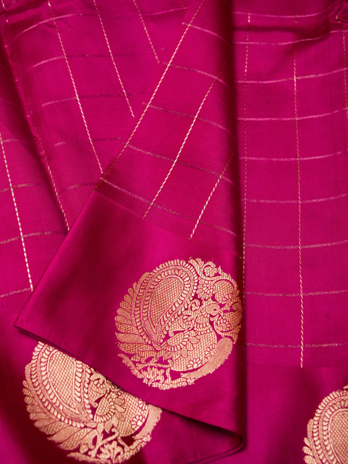 Handwoven Pink Banarasi Motif Katan Soft Silk Saree