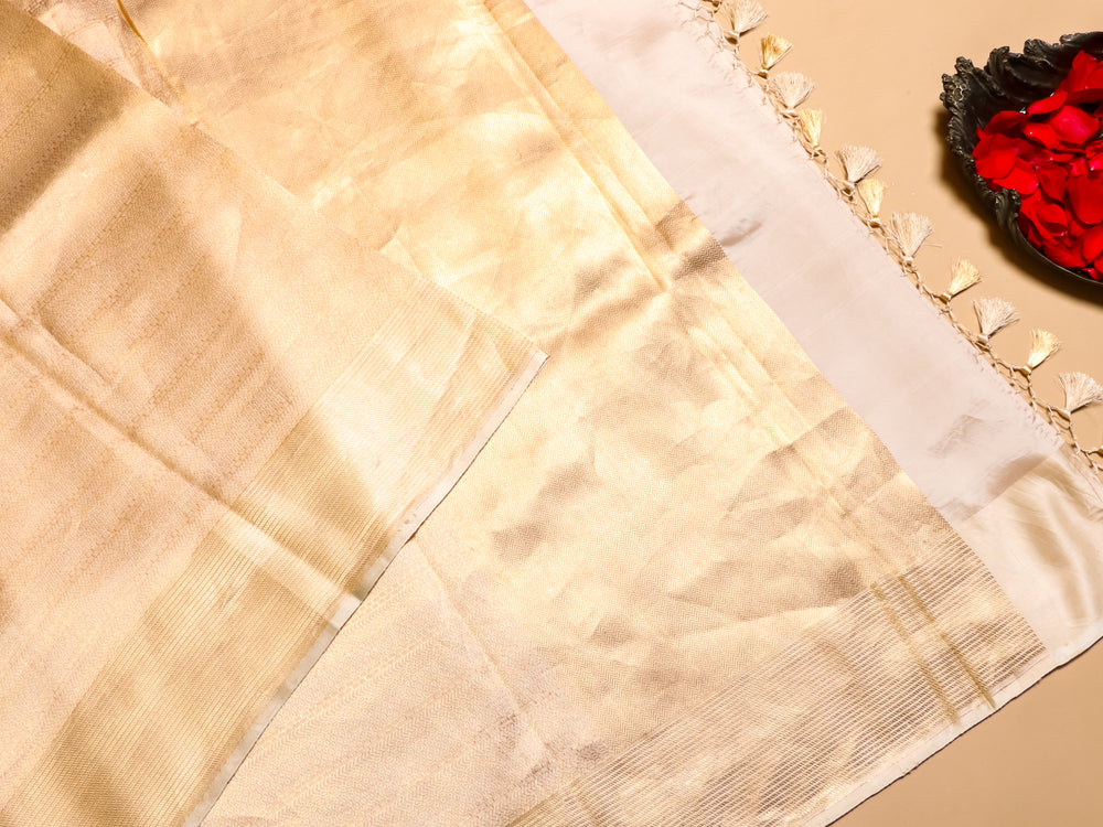 Handwoven Golden Banarasi Katan Silk Saree