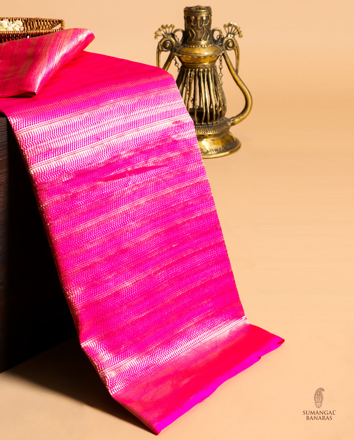 Handwoven Pink Banarasi Katan Silk Saree