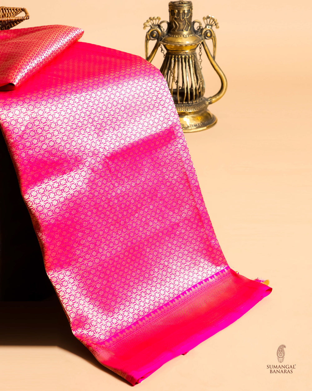 Handwoven Pink Banarasi Katan Silk Saree