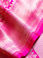 Handwoven Pink Banarasi Katan Silk Saree