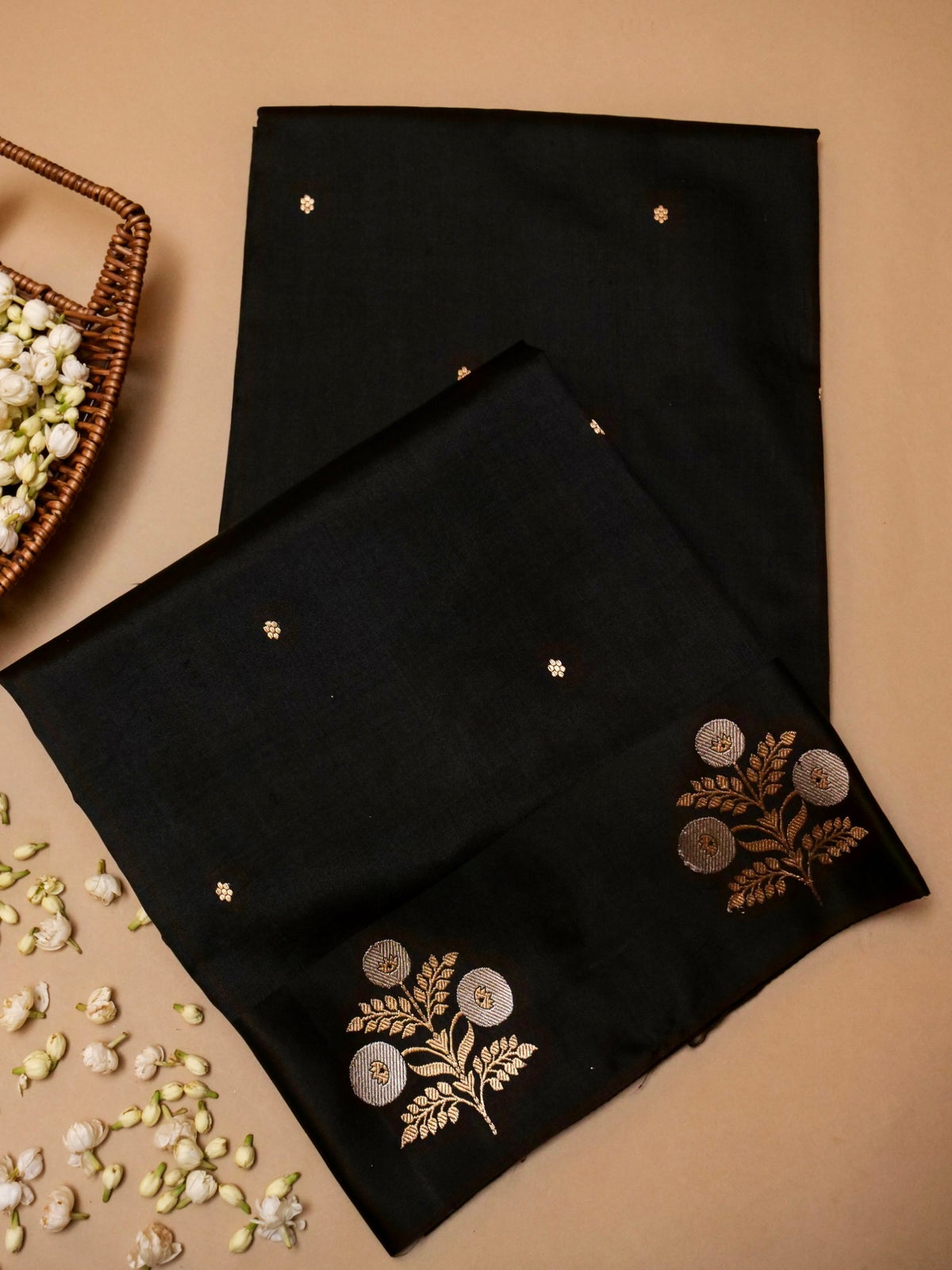 Handwoven Black Banarasi Katan Soft Silk Saree