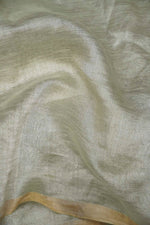 Handwoven Olive Green Banarasi Tissue Silk Saree