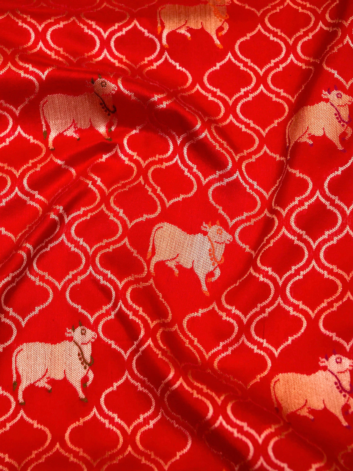 Handwoven Motif Red Banaras Katan Silk Saree