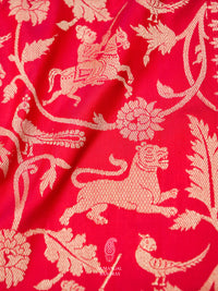 Handwoven Bridal Red Shikargaah woven Katan Silk Saree