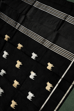 Handwoven Black Banarasi Katan Soft Silk Saree