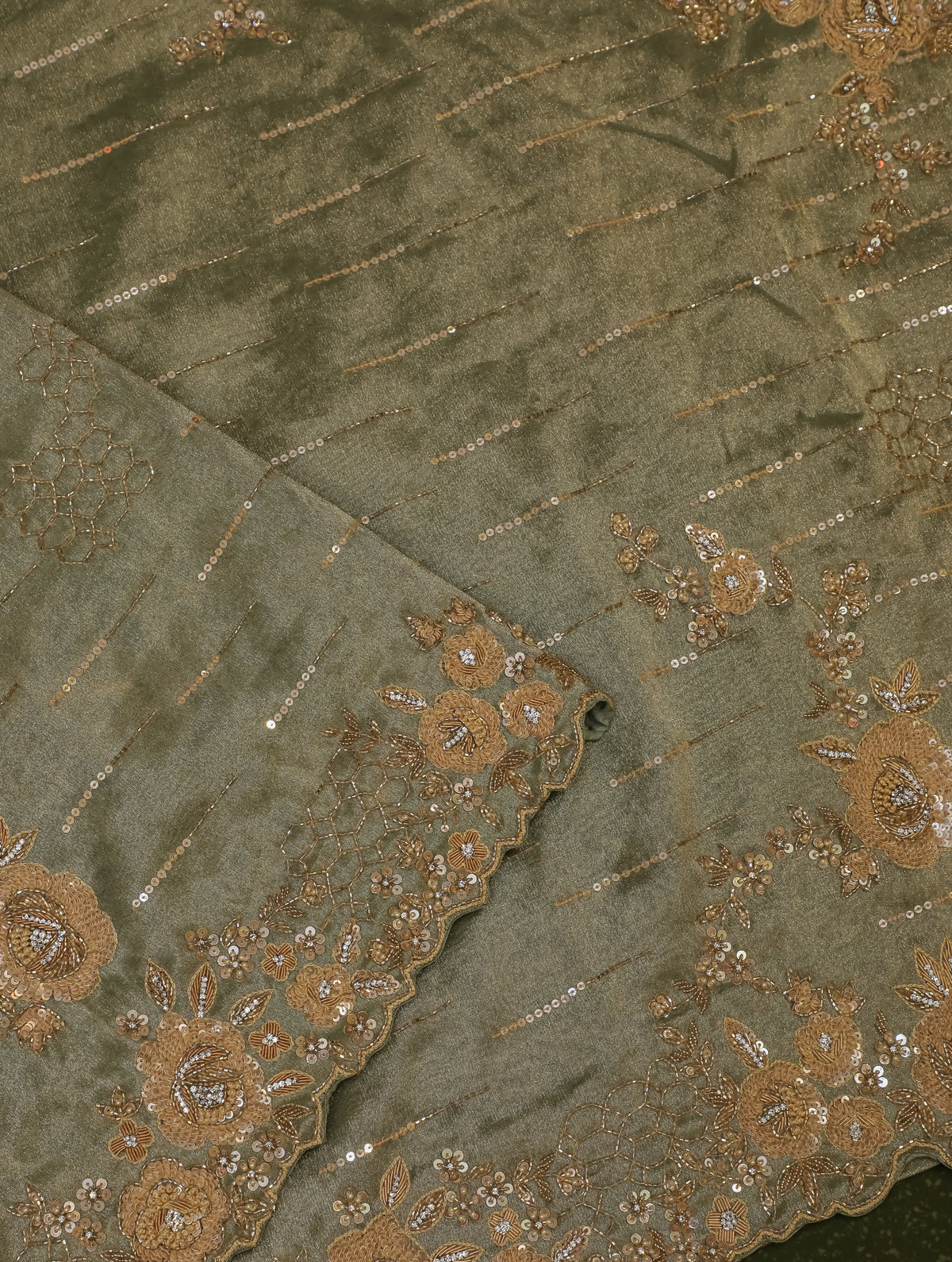 Designer Pista Green Tissue Silk Saree