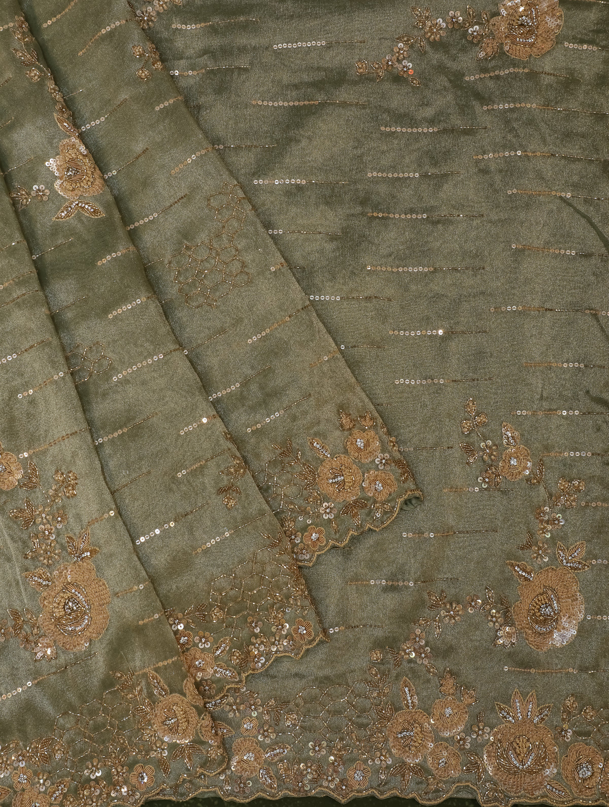 Designer Pista Green Tissue Silk Saree