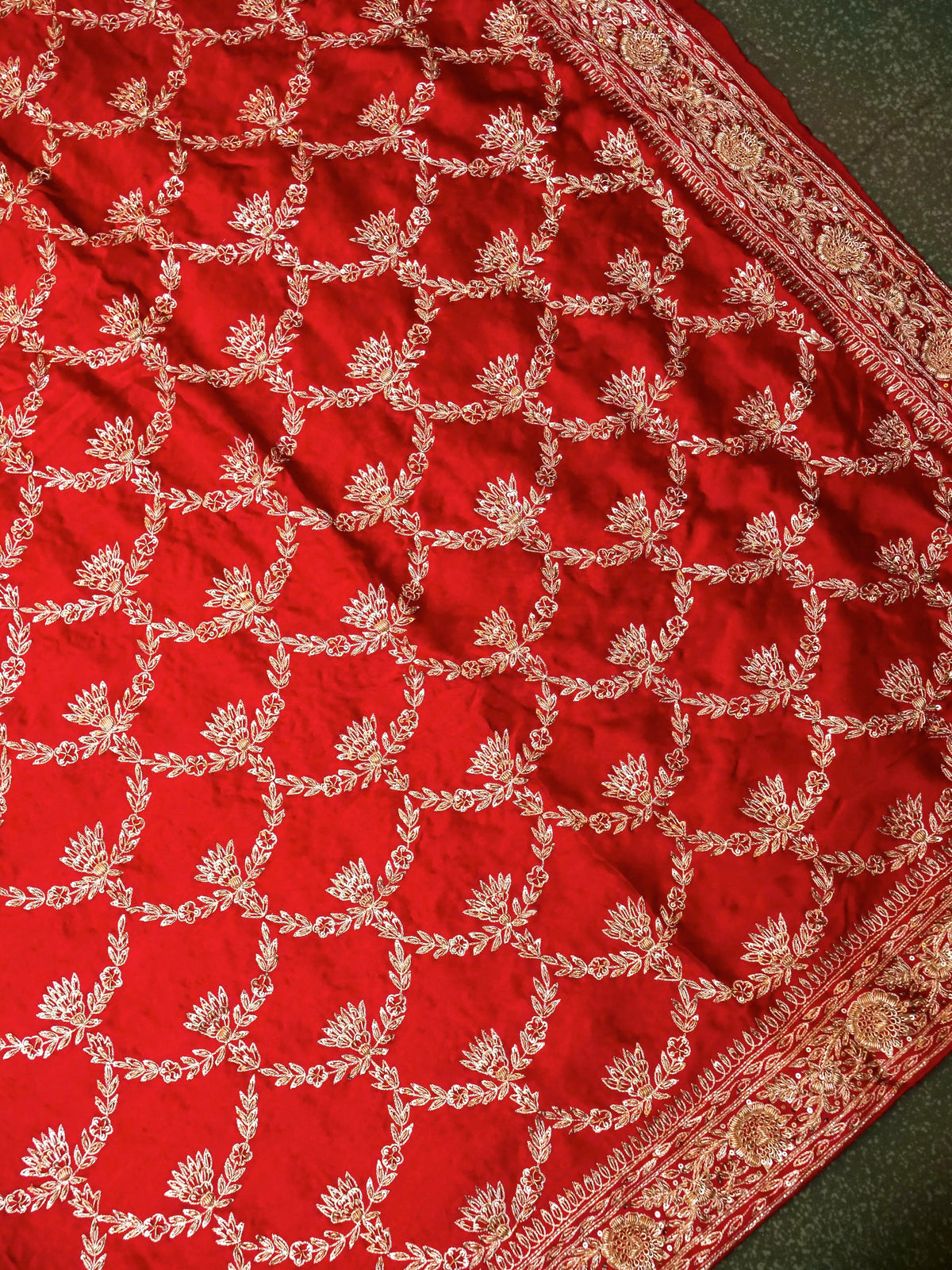 Designer Red Katan Silk Saree