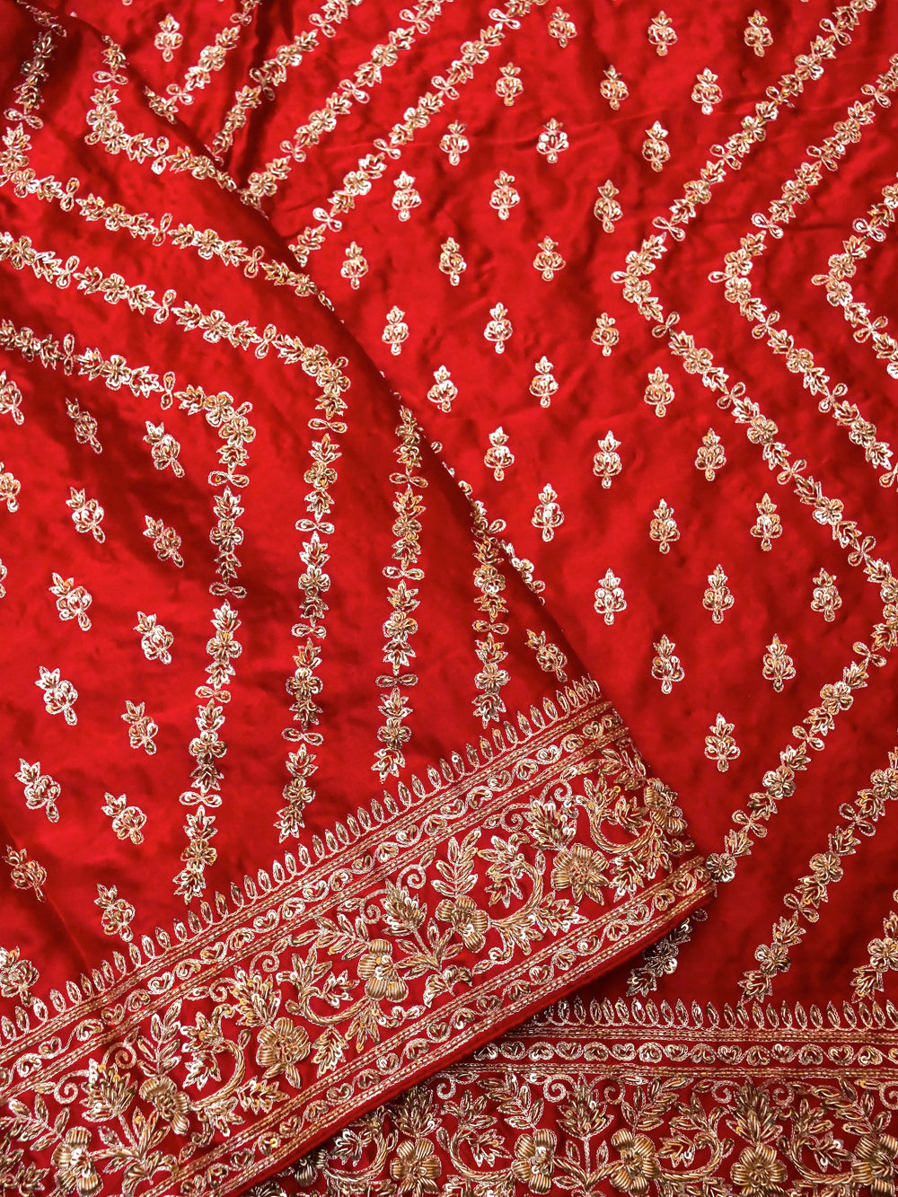 Designer Red Katan Silk Saree