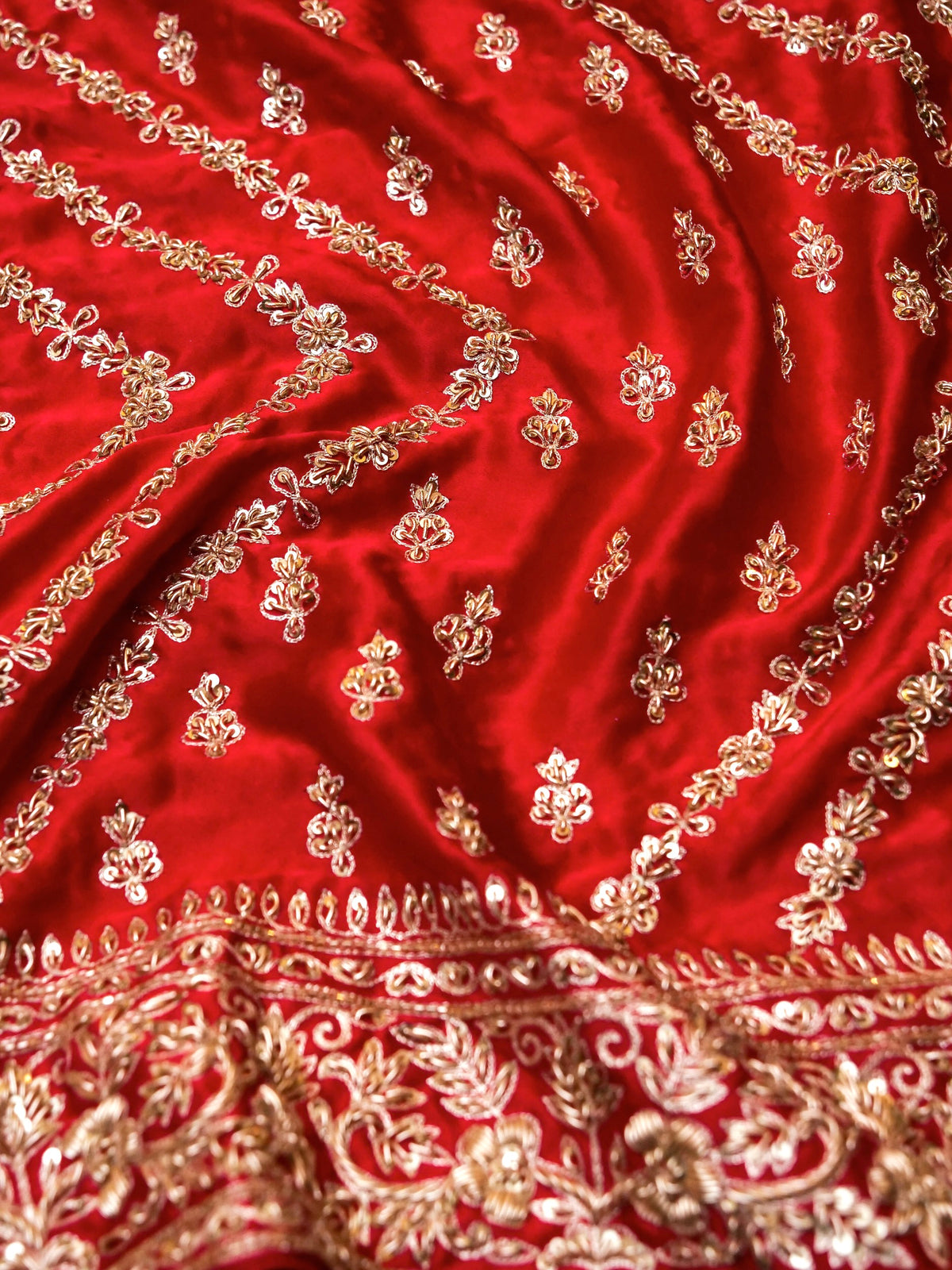 Designer Red Katan Silk Saree