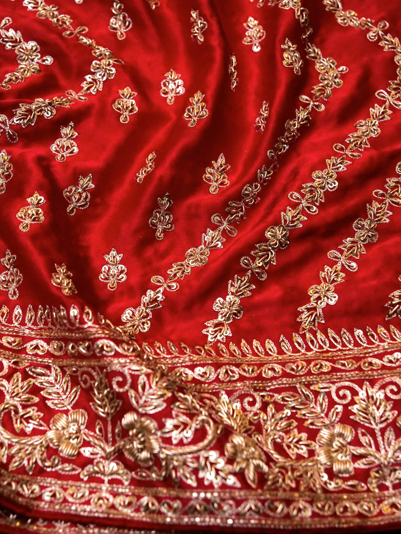 Designer Red Katan Silk Saree