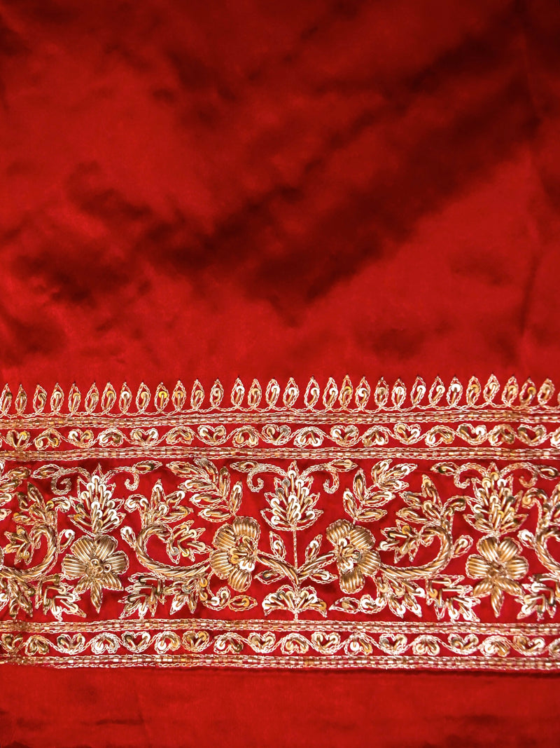 Designer Red Katan Silk Saree