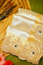 Designer Golden Silver Tissue Silk Saree