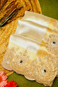 Designer Golden Silver Tissue Silk Saree