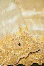 Designer Golden Silver Tissue Silk Saree