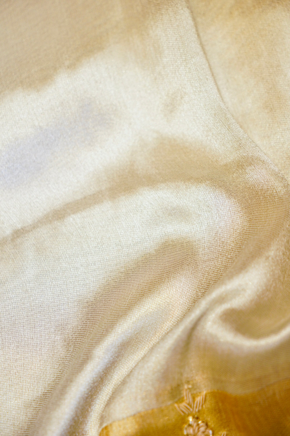 Designer Golden Silver Tissue Silk Saree