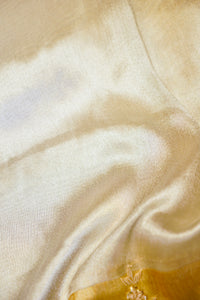 Designer Golden Silver Tissue Silk Saree