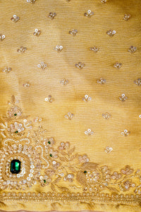 Designer Golden Silver Tissue Silk Saree