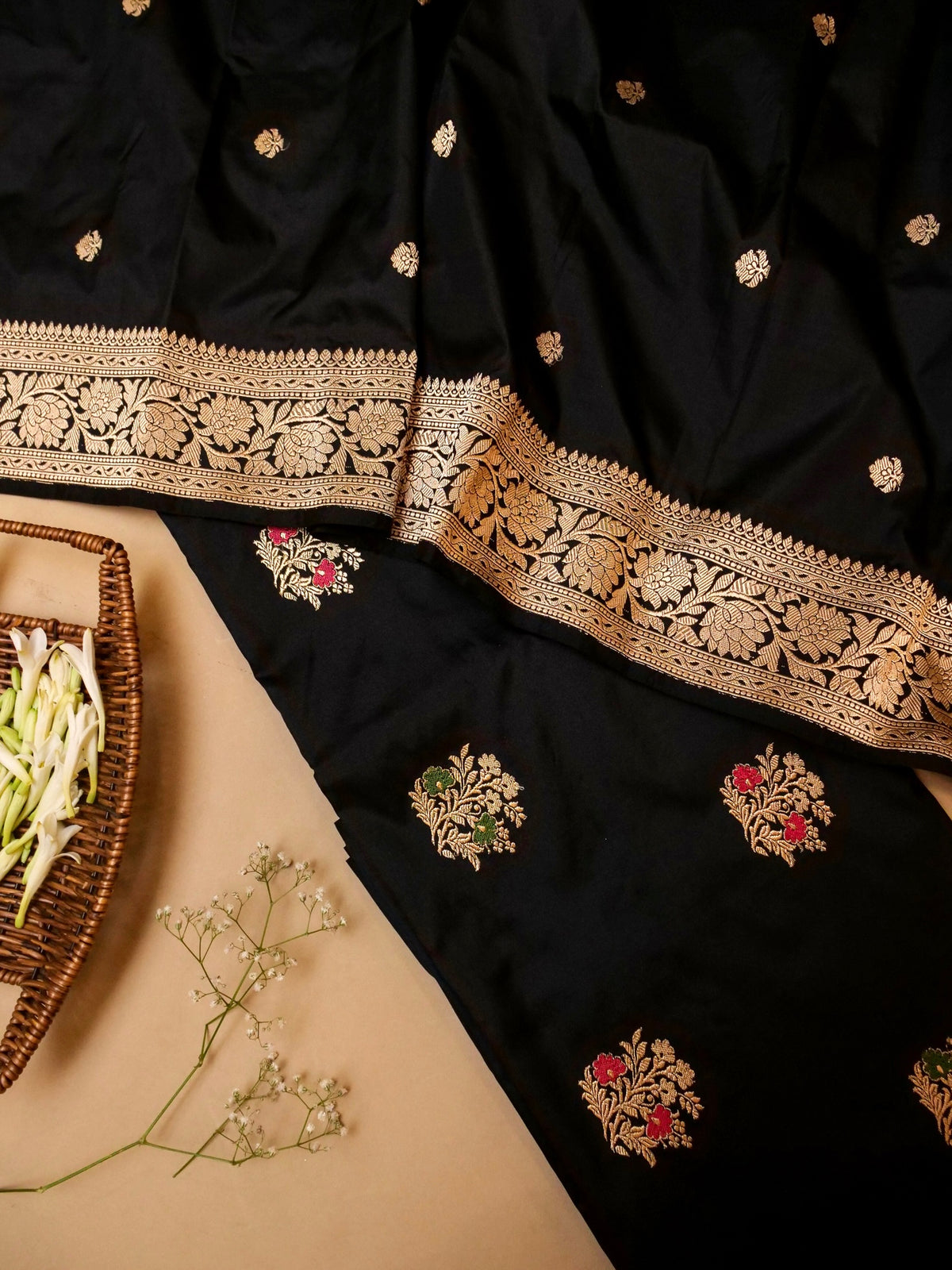 Handwoven Black Banarasi Katan Silk Suit