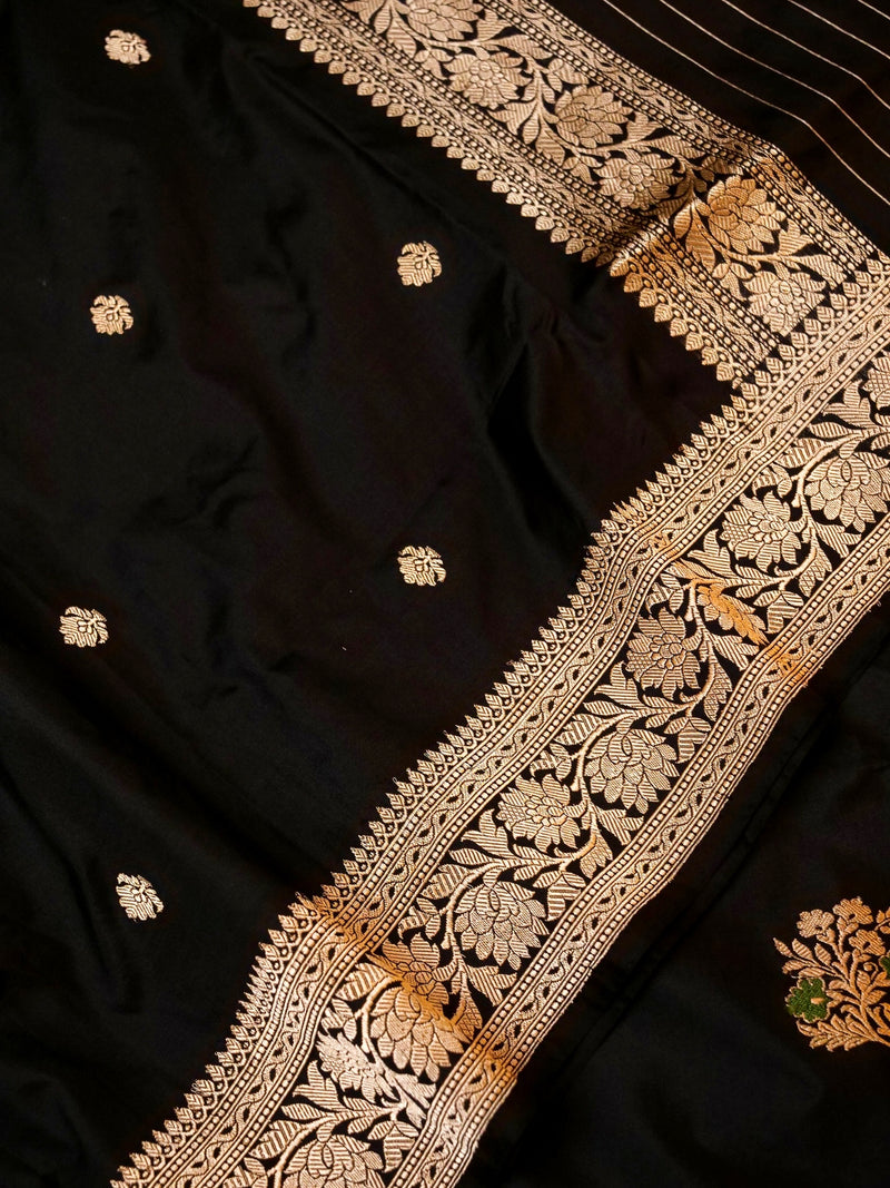 Handwoven Black Banarasi Katan Silk Suit