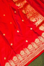 Handwoven Red Banarasi Mashru Silk Suit