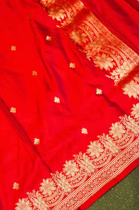 Handwoven Red Banarasi Mashru Silk Suit