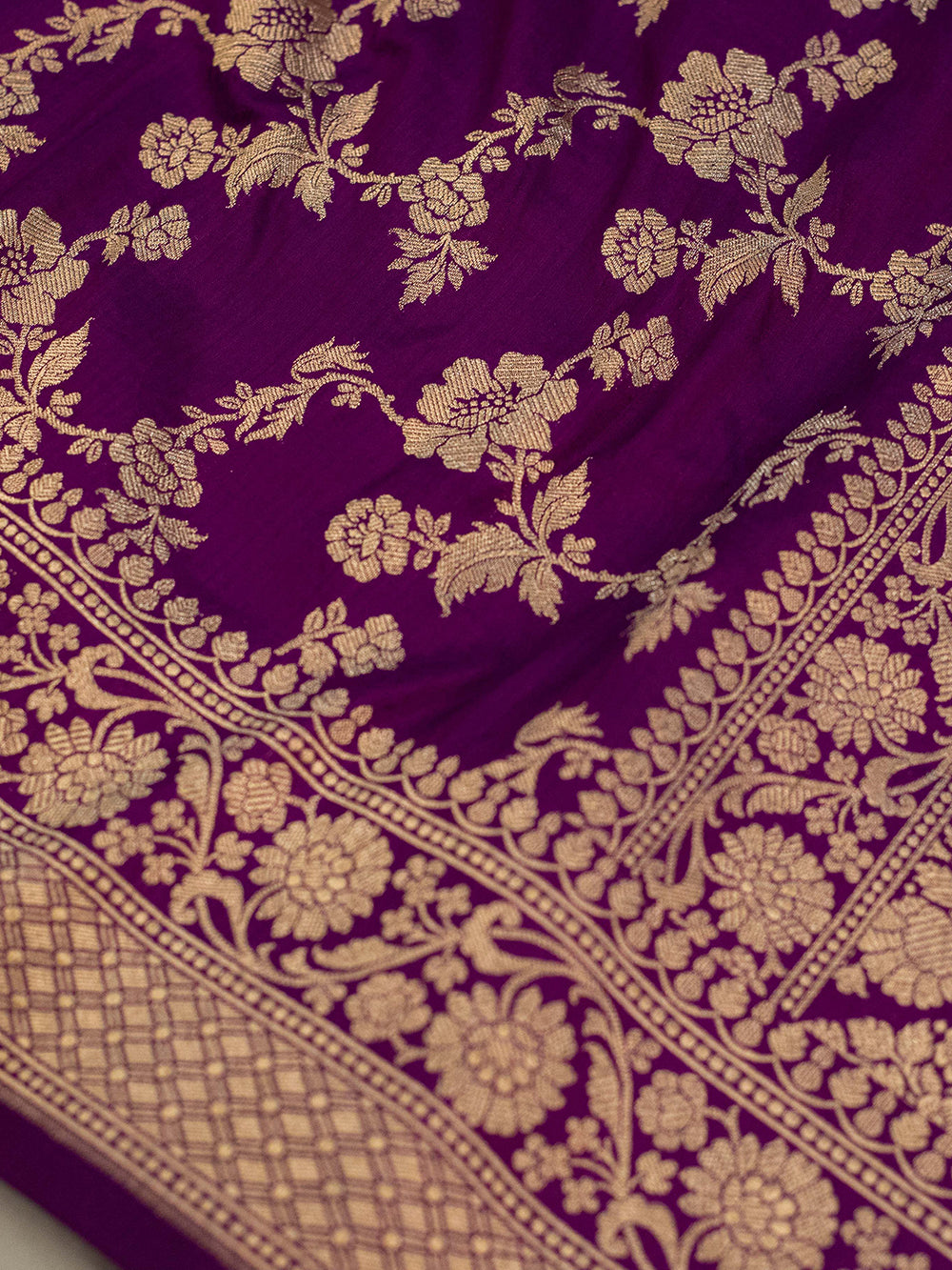 Handwoven Purple Banarasi Katan Silk Dupatta