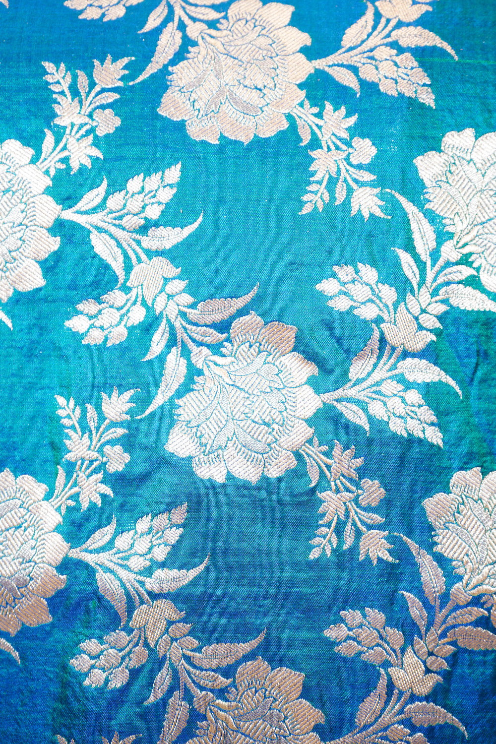 Handwoven Teal Blue Banarasi Katan Silk Dupatta