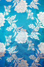 Handwoven Teal Blue Banarasi Katan Silk Dupatta