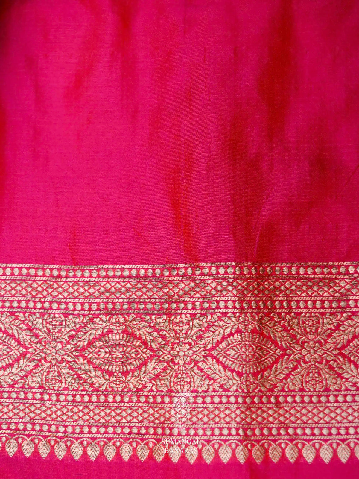 Handwoven Neon Fuschia Pink Banarasi Katan Silk Saree