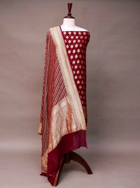 Handwoven Banarasi Maroon Khaddhi Georgette Suit