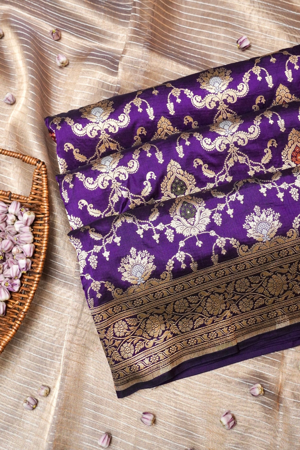 Handwoven Purple Banarasi Katan Silk Saree