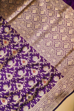 Handwoven Purple Banarasi Katan Silk Saree