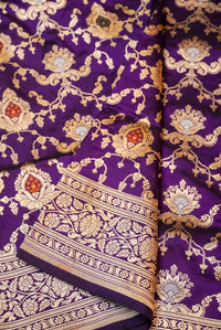 Handwoven Purple Banarasi Katan Silk Saree