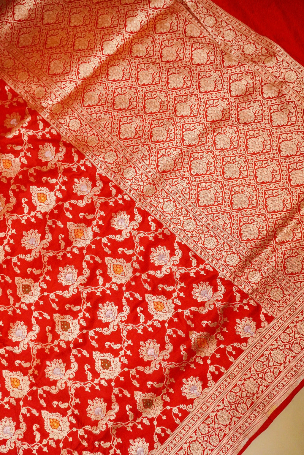 Handwoven Red Banarasi Katan Silk Saree