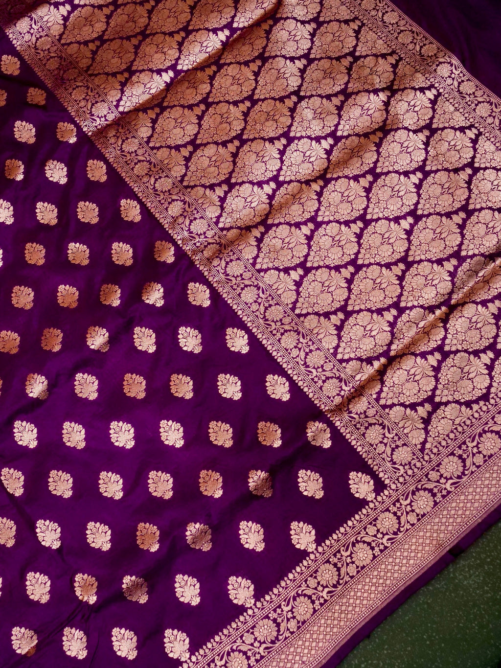 Handwoven Purple Banarasi Katan Silk Saree