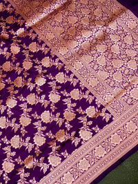 Handwoven Purple Banarasi Katan Silk Saree