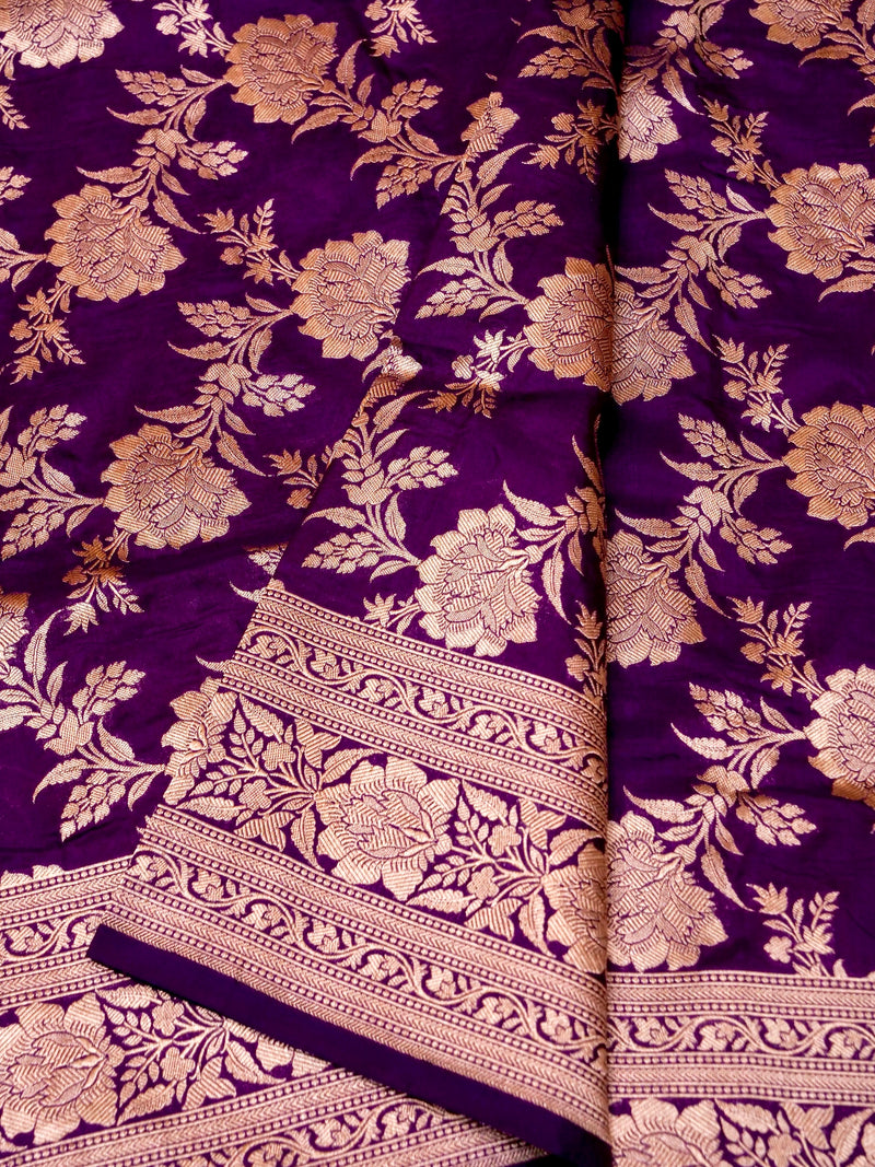 Handwoven Purple Banarasi Katan Silk Saree