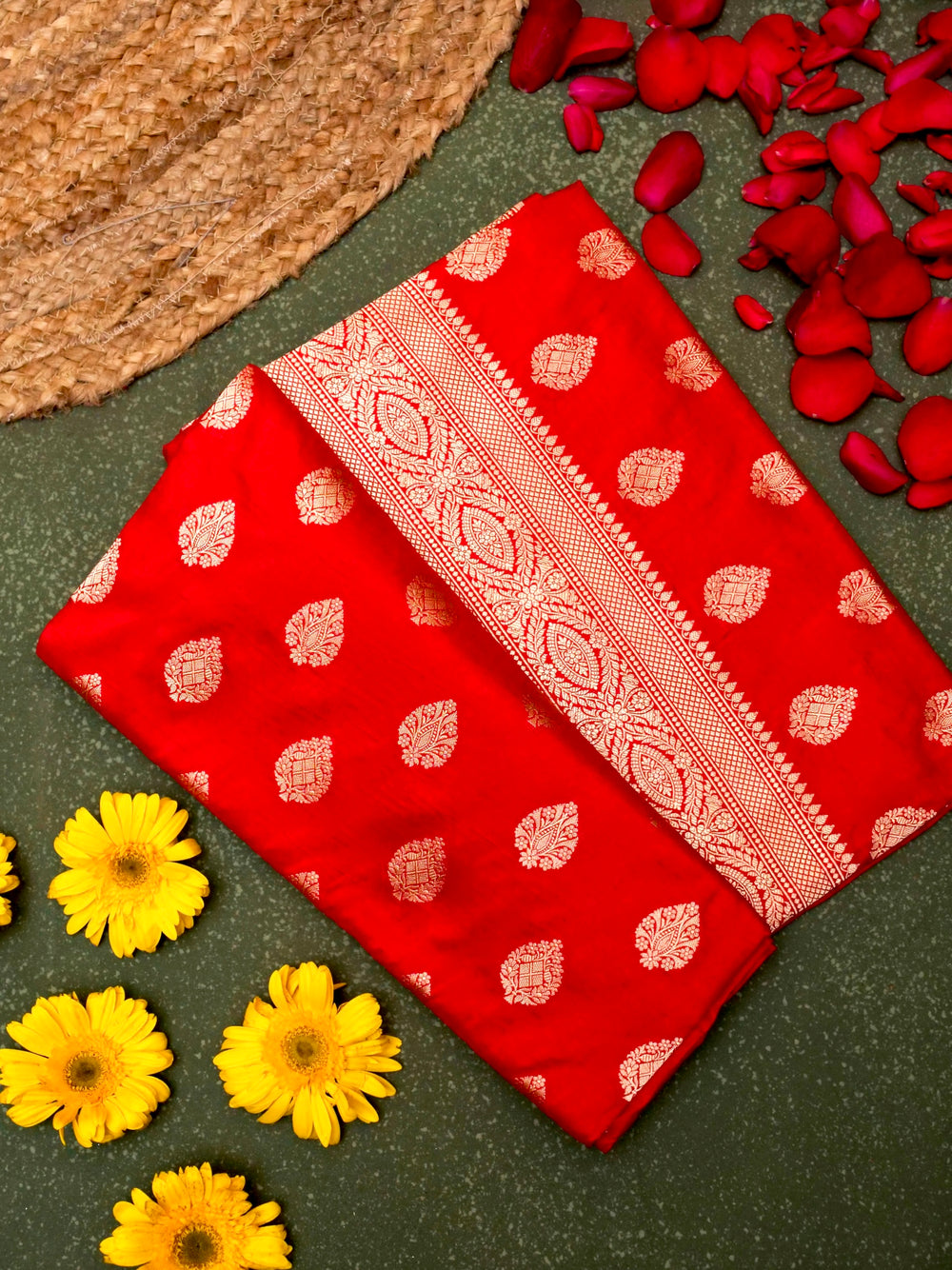 Handwoven Red Banarasi Katan Silk Saree