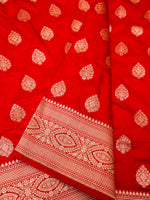 Handwoven Red Banarasi Katan Silk Saree